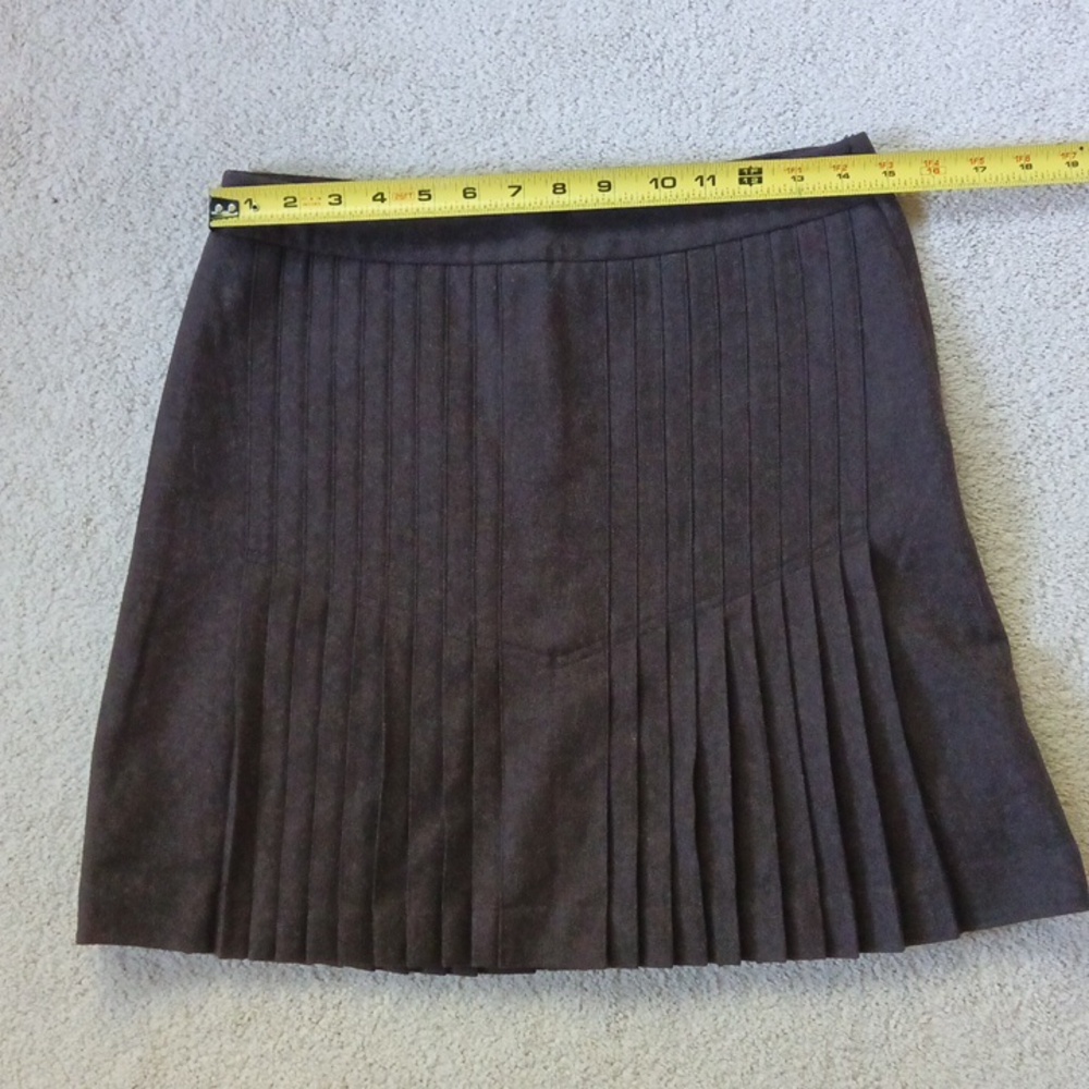 Waist 14" Wool blend Brown Pleated Mini Skirt for Work